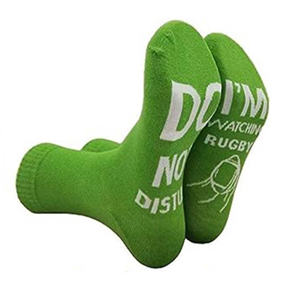 2 Pairs of I'M WATCHING RUGBY Unisex Rugby Socks for Football Lover Green+Blue