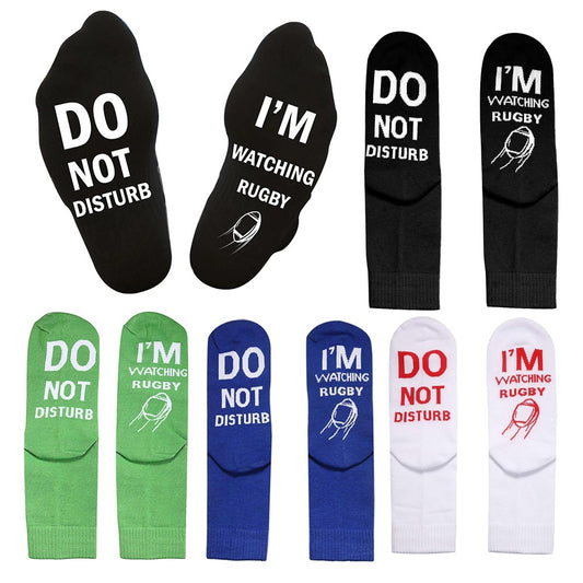 4 Pairs of I'M WATCHING RUGBY Unisex Rugby Socks for Football Lover
