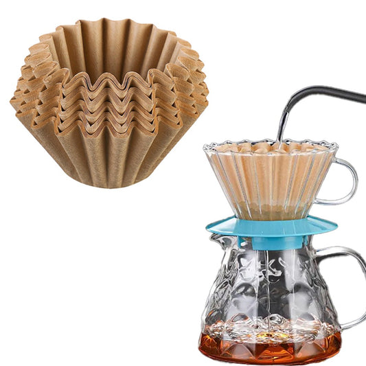 50 Sheets Disposable Basket Coffee Filters Paper for Drip Coffee Maker - Brown