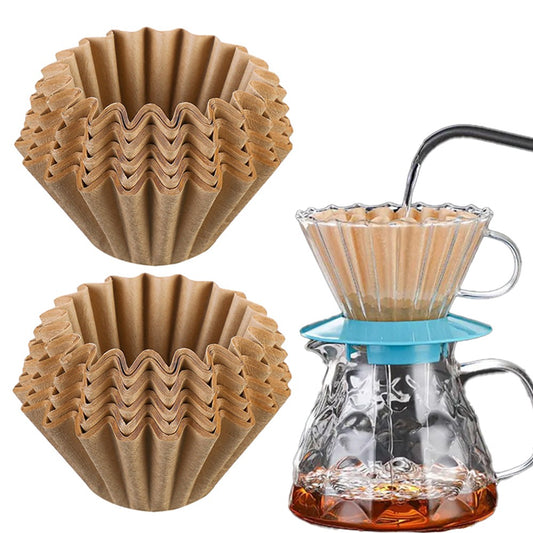 100 Sheets Disposable Basket Coffee Filters Paper for Drip Coffee Maker - Brown
