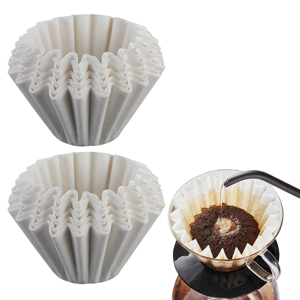 100 Sheets Disposable Basket Coffee Filters Paper for Drip Coffee Maker - White