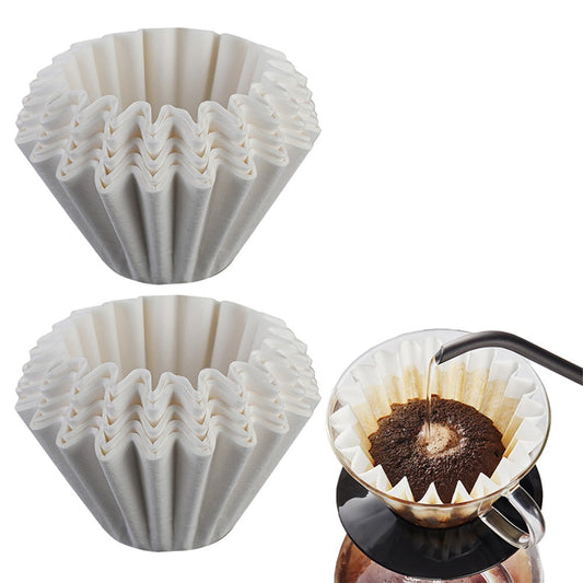 100 Sheets Disposable Basket Coffee Filters Paper for Drip Coffee Maker - White