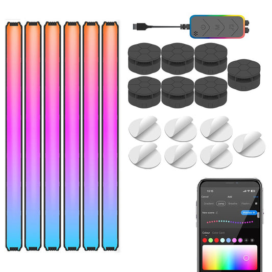 RGB Music Wall Lights Smart LED Light Bar Works with Alexa and Google Assistant - Black