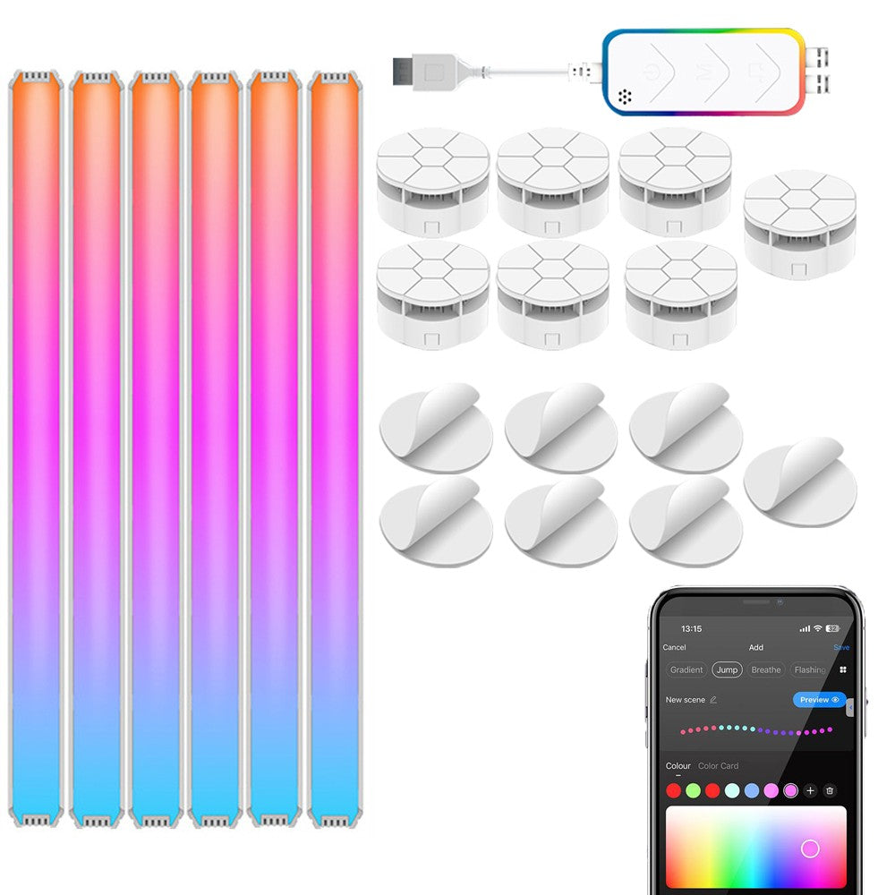 RGB Music Wall Lights Smart LED Light Bar Works with Alexa and Google Assistant - White
