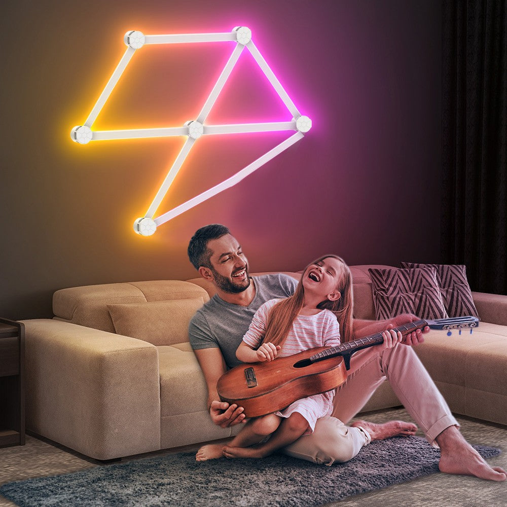 RGB Music Wall Lights Smart LED Light Bar Works with Alexa and Google Assistant - White