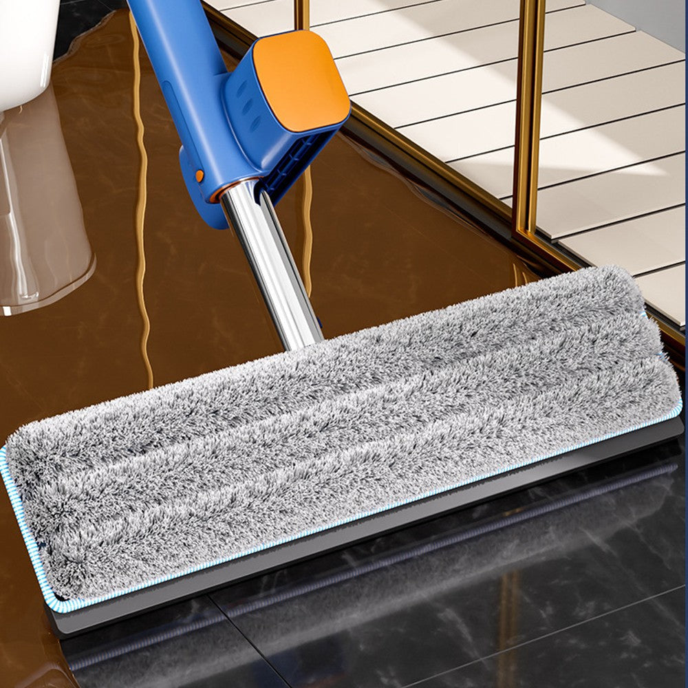 Self-wringing Microfiber Floor Mop Flat Floor Mop Dry and Wet Floor Wall Cleaning Mop with Collapsible Bucket