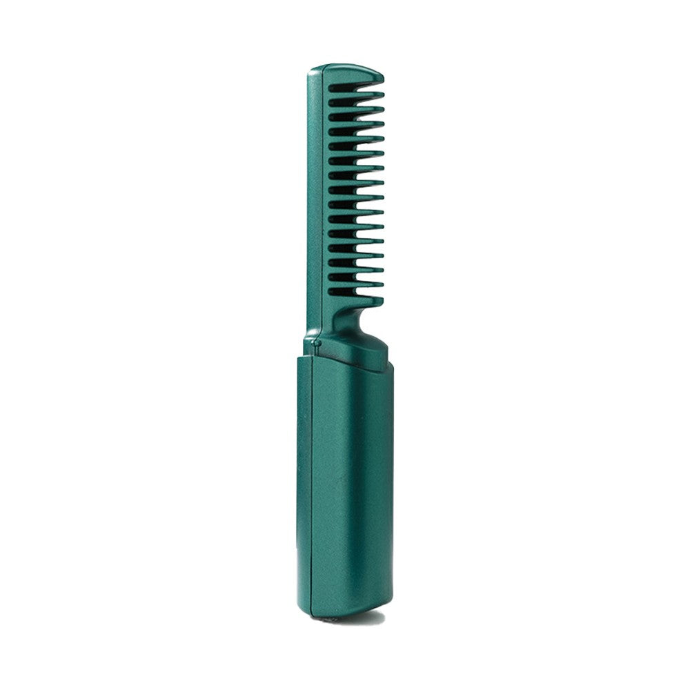 Green Portable Hair Straightener Comb Rechargeable Mini Hair Straightener