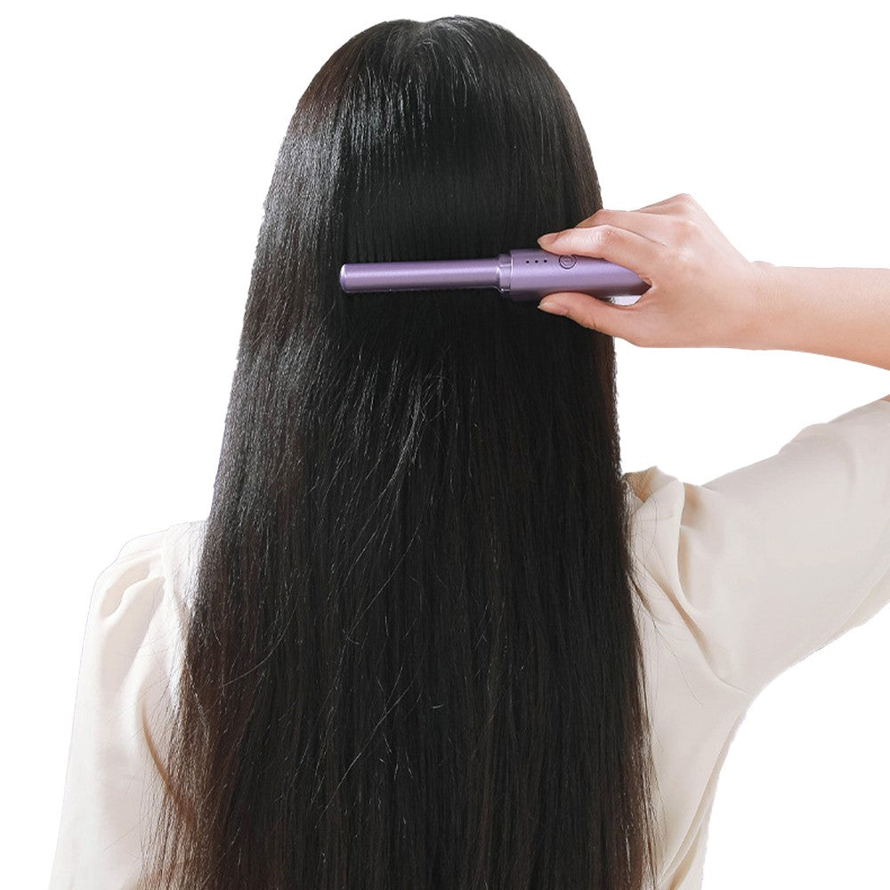 Purple Portable Hair Straightener Comb Rechargeable Mini Hair Straightener