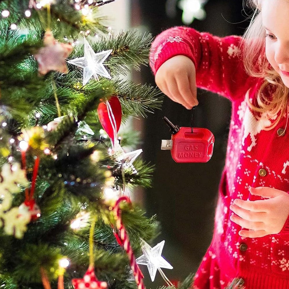 1Pc Funny Christmas Gas Can Ornament Red Gasoline Barrels Xmas Tree Hanging Decoration