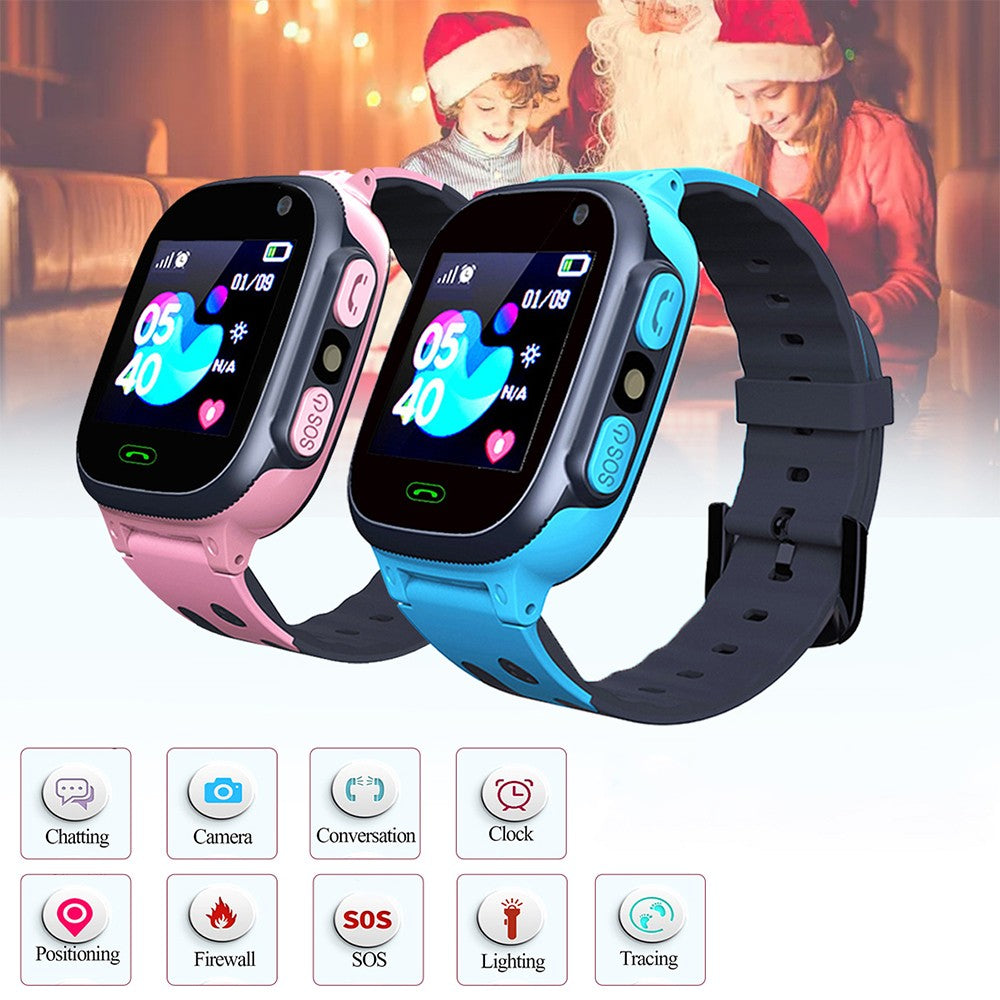 2Pcs Pink+Blue Kids Smart Watch Touch Screen Tracker Location Watch