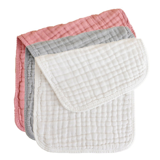 3Pcs 25x50cm 100% Cotton Unisex Baby Burp Cloths - Pink+Light Grey+White