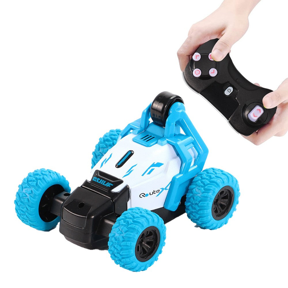 Kids Speed Velocity Remote Control Stunt Car 360 degrees Rotating RC Off-road Car with Headlights - Blue