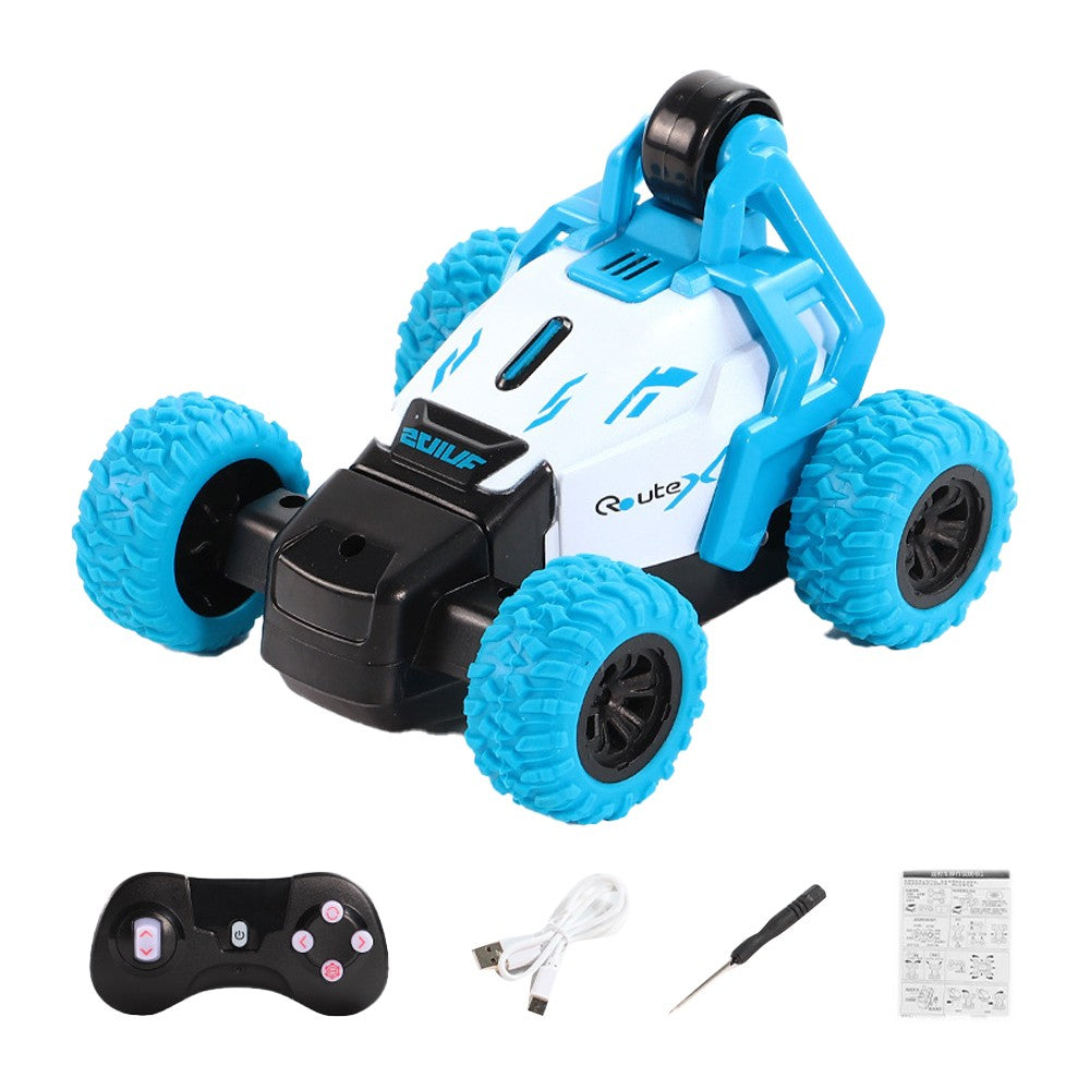 Kids Speed Velocity Remote Control Stunt Car 360 degrees Rotating RC Off-road Car with Headlights - Blue