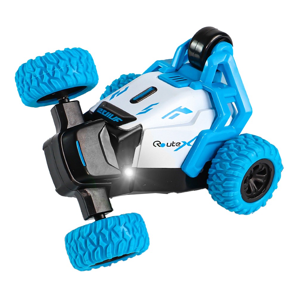 Kids Speed Velocity Remote Control Stunt Car 360 degrees Rotating RC Off-road Car with Headlights - Blue