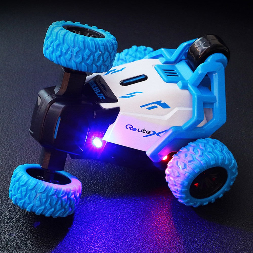 Kids Speed Velocity Remote Control Stunt Car 360 degrees Rotating RC Off-road Car with Headlights - Blue