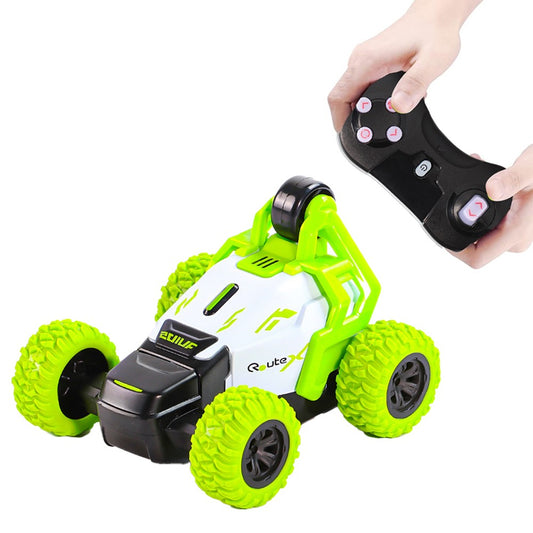 Kids Speed Velocity Remote Control Stunt Car 360 degrees Rotating RC Off-road Car with Headlights - Green