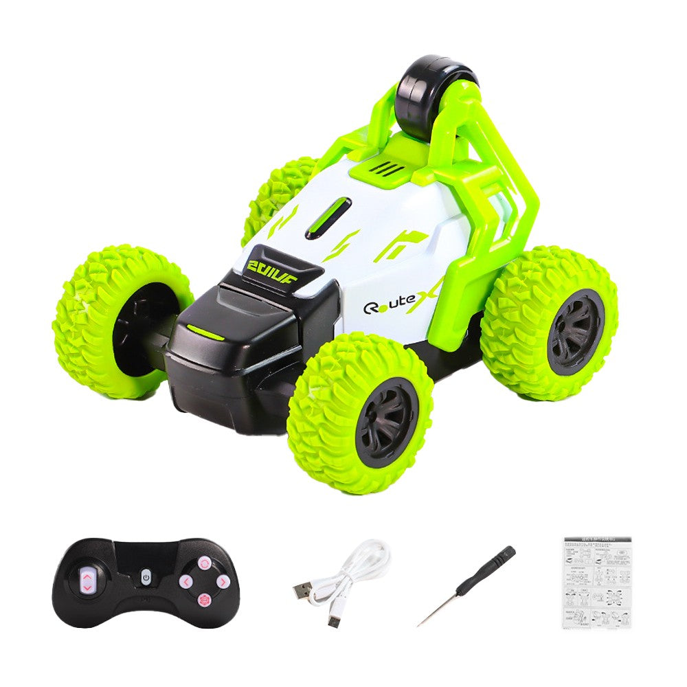 Kids Speed Velocity Remote Control Stunt Car 360 degrees Rotating RC Off-road Car with Headlights - Green