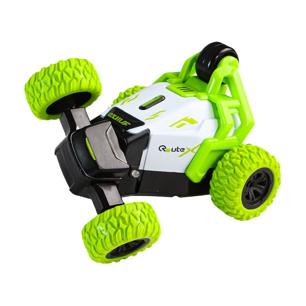 Kids Speed Velocity Remote Control Stunt Car 360 degrees Rotating RC Off-road Car with Headlights - Green