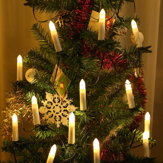 20 LED Flameless Christmas Candle String Light with Clips for Christmas Tree