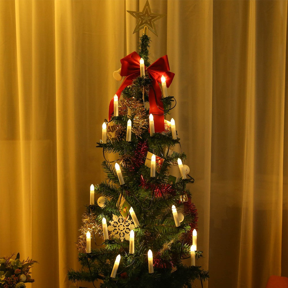 20 LED Flameless Christmas Candle String Light with Clips for Christmas Tree