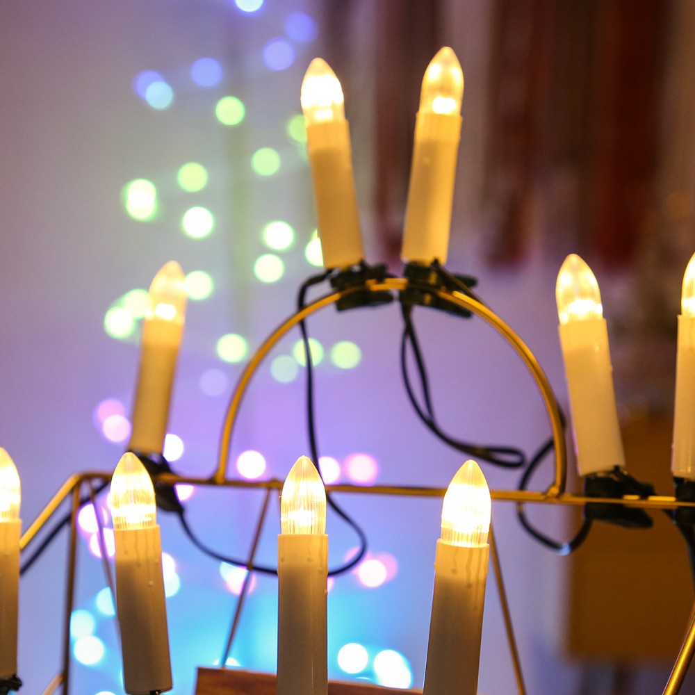 20 LED Flameless Christmas Candle String Light with Clips for Christmas Tree