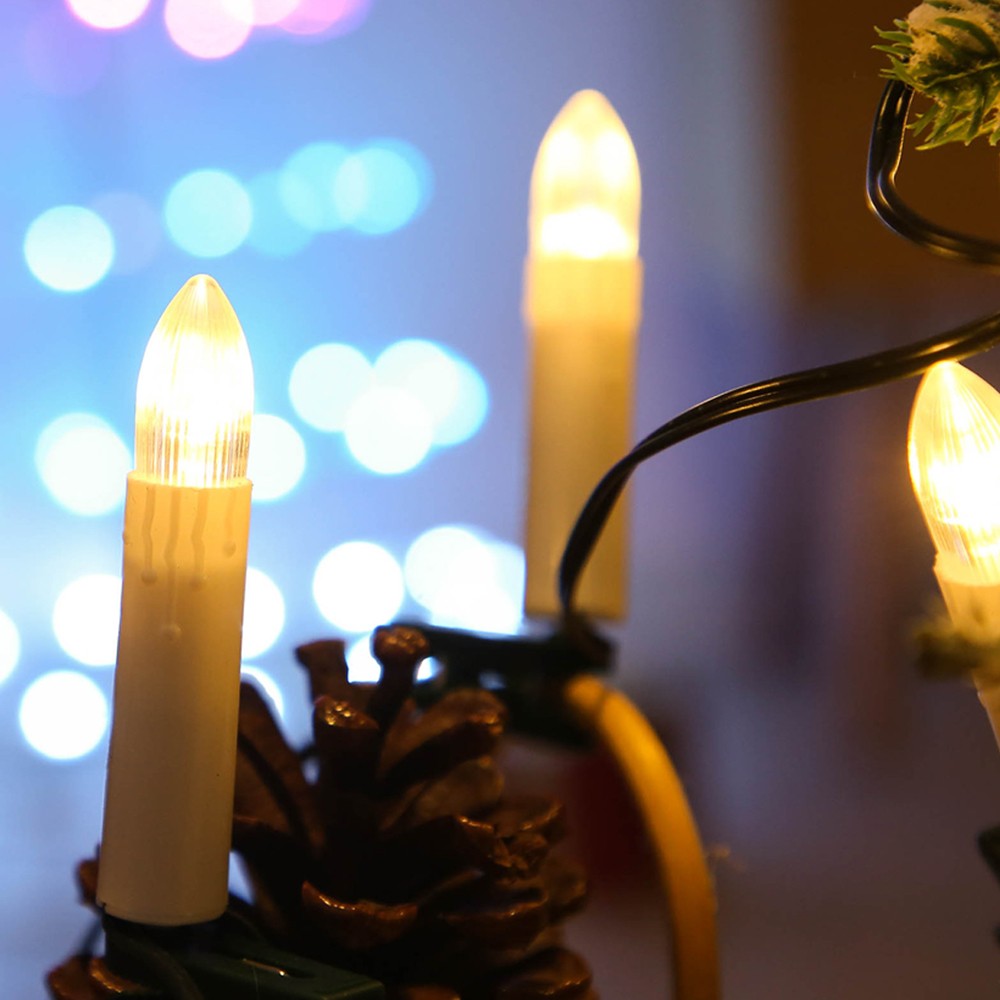 20 LED Flameless Christmas Candle String Light with Clips for Christmas Tree