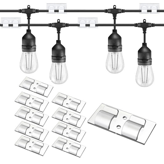 10Pcs Hooks for Outdoor Hanging String Lights Self Adhesive Light Clips Cable Cord Holder