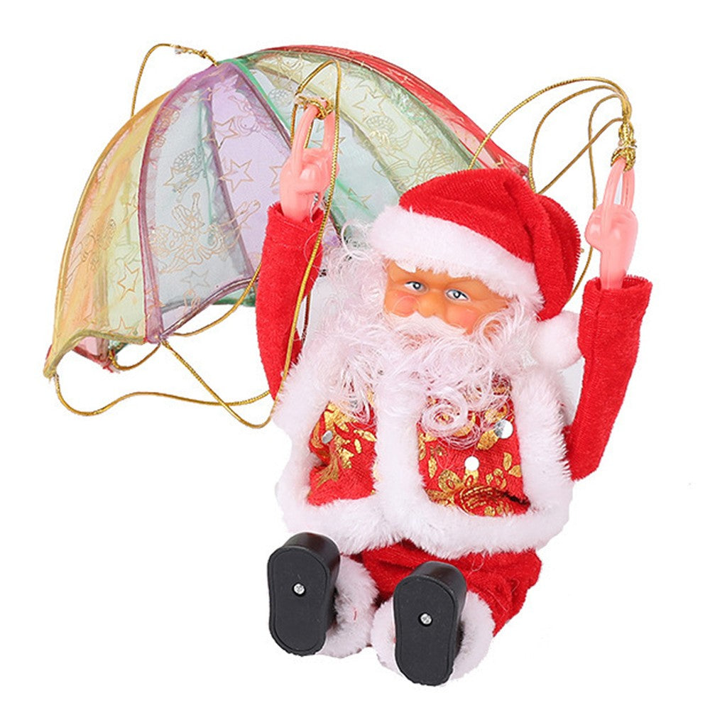 2Pcs Electric Santa Claus with Parachute Christmas Tree Hanging Ornaments