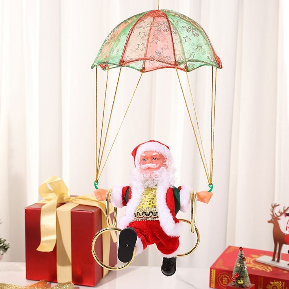 1Pc Electric Santa Claus with Parachute Christmas Tree Hanging Ornaments - Style 2