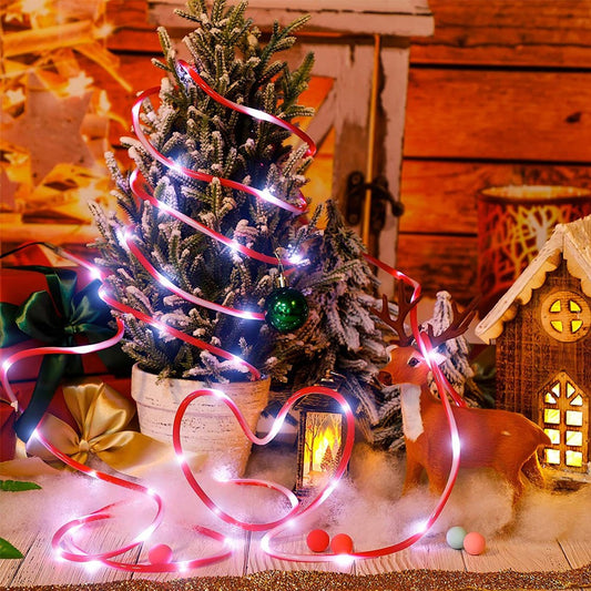 22M 200LED Solar Candy Cane Rope Light Garden Yard Light - White Light