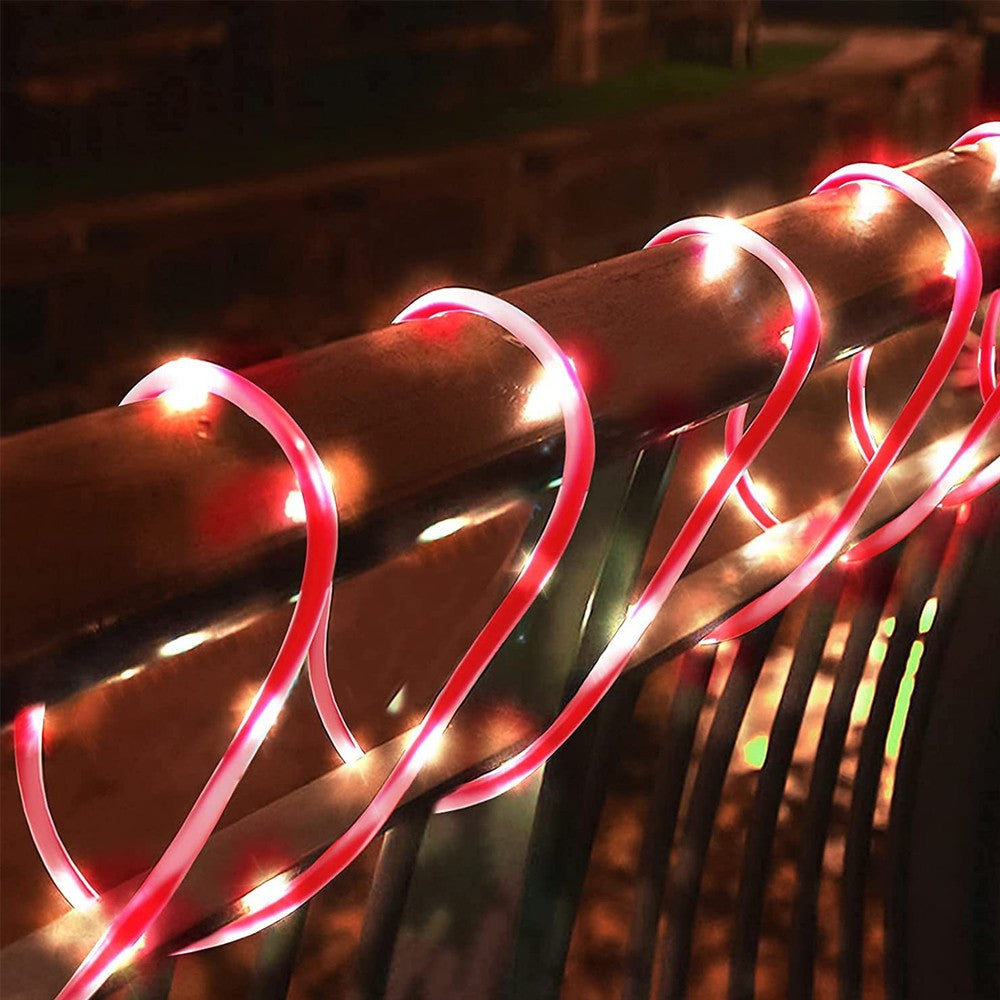 22M 200LED Solar Candy Cane Rope Light Garden Yard Light - Warm Light