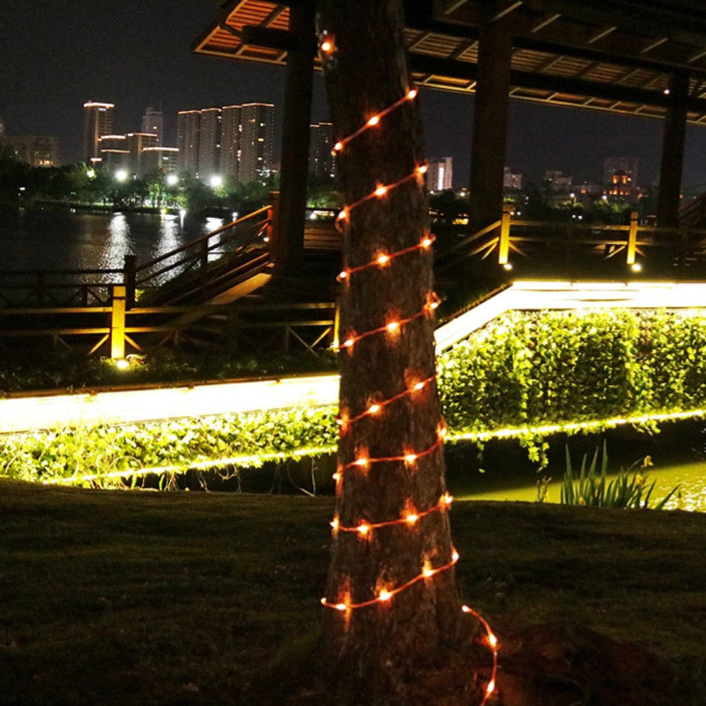 22M 200LED Solar Candy Cane Rope Light Garden Yard Light - Warm Light