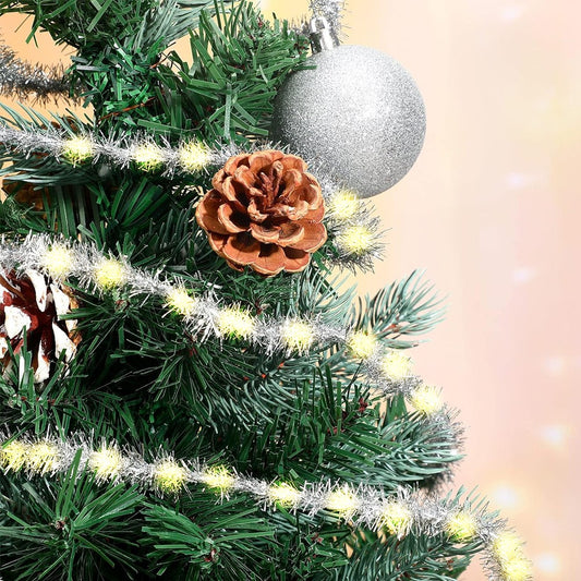 2Pcs 2M 20LED Light String Christmas Tree Decorative String Lights - Silver