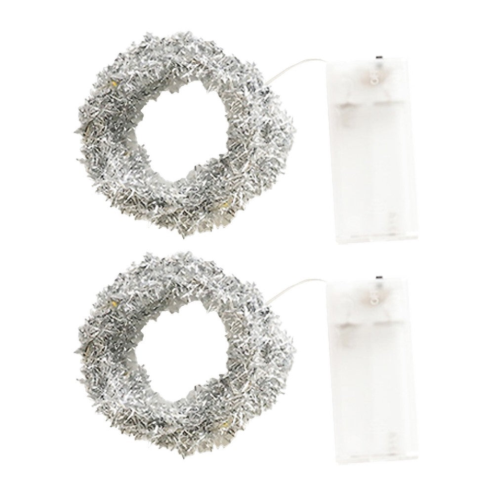 2Pcs 2M 20LED Light String Christmas Tree Decorative String Lights - Silver