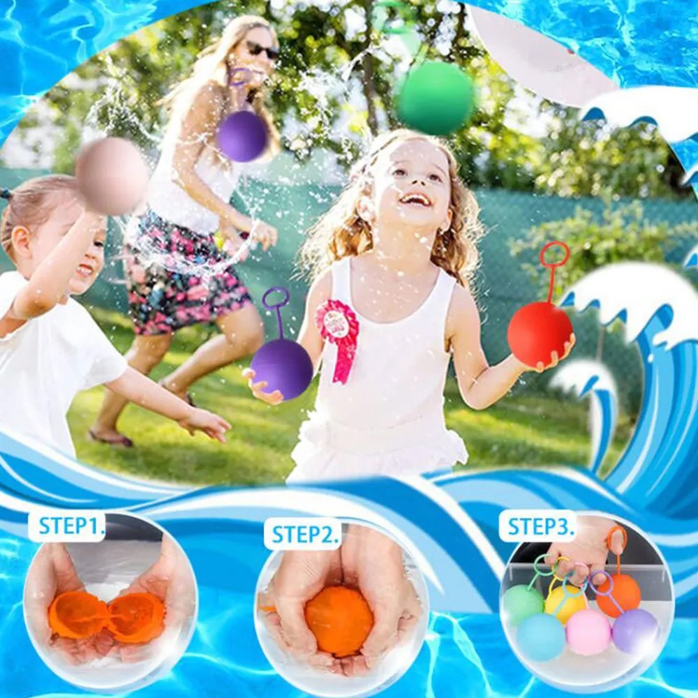 12Pcs Reusable Water Balls Quick Fill Water Balloons Bombs Water Fight Toy for Kids Adults