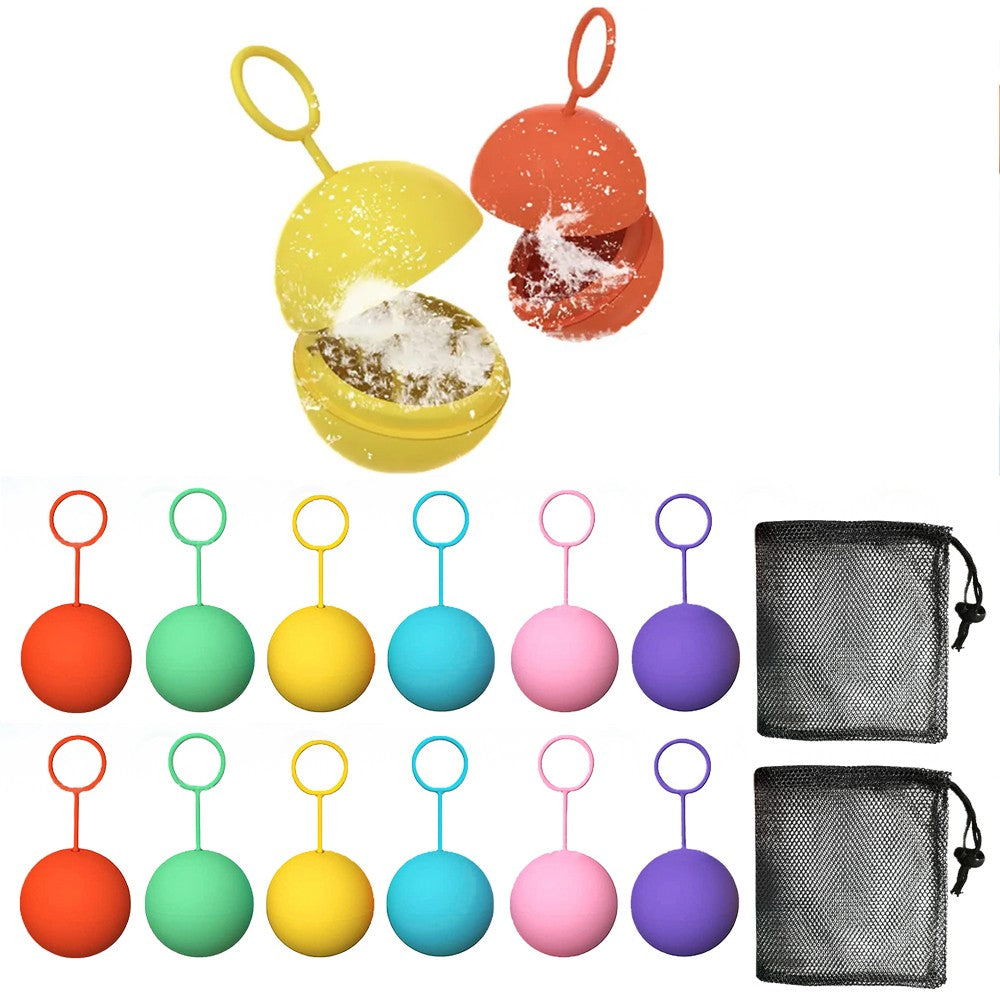 12Pcs Reusable Water Balls Quick Fill Water Balloons Bombs Water Fight Toy for Kids Adults
