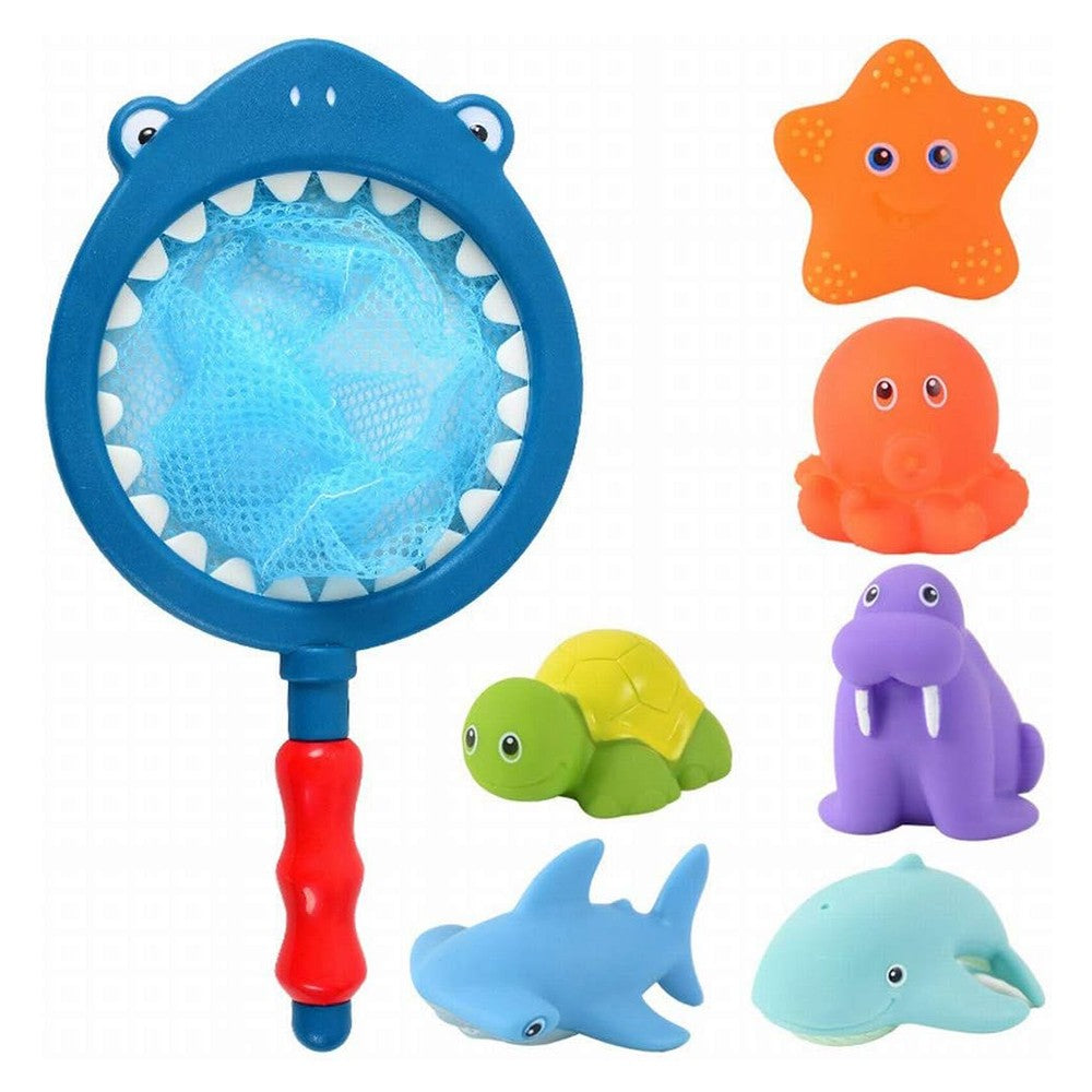 Baby Bath Toys Fishing Net and Floating Squirting Toys Set - Dark Blue Net Set