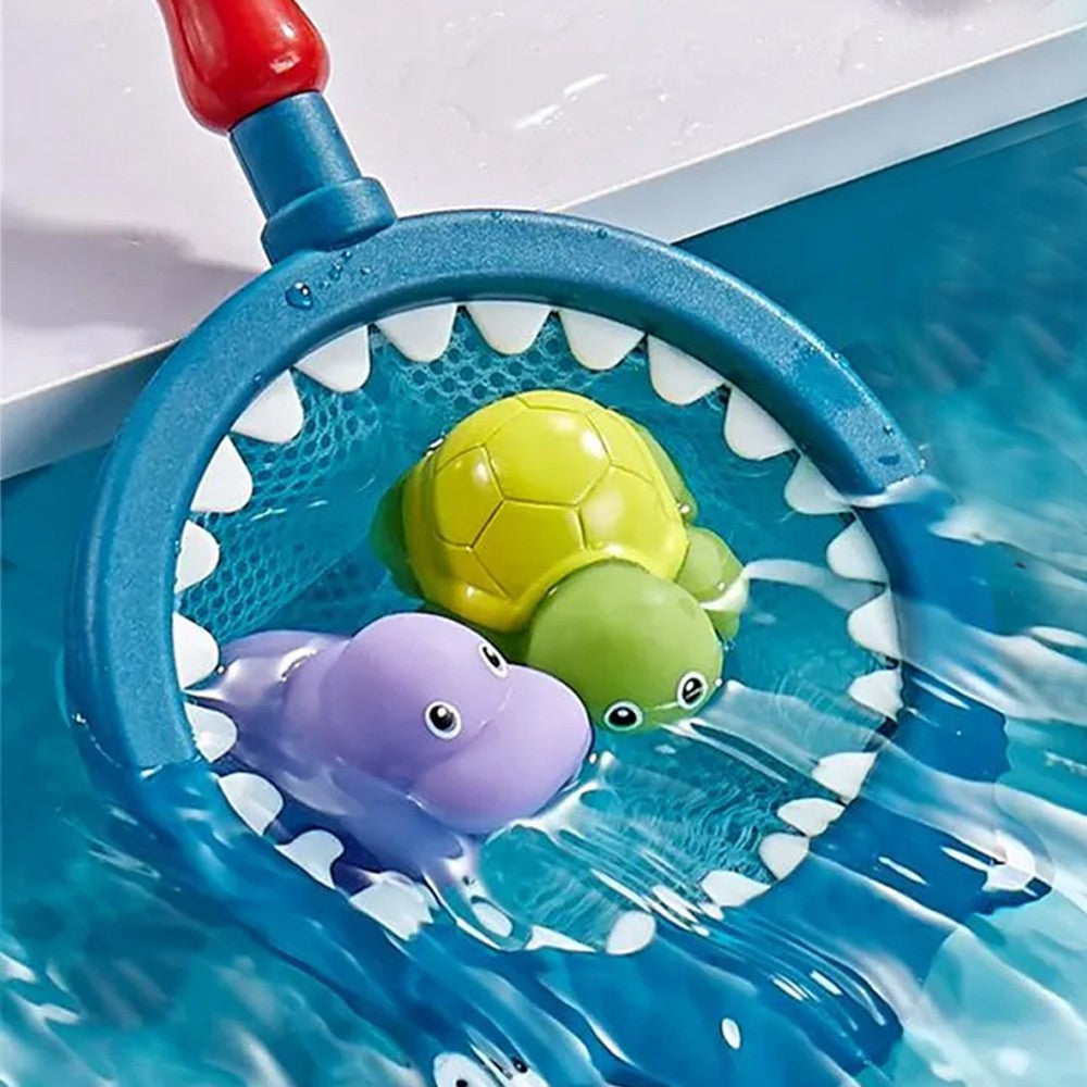 Baby Bath Toys Fishing Net and Floating Squirting Toys Set - Dark Blue Net Set