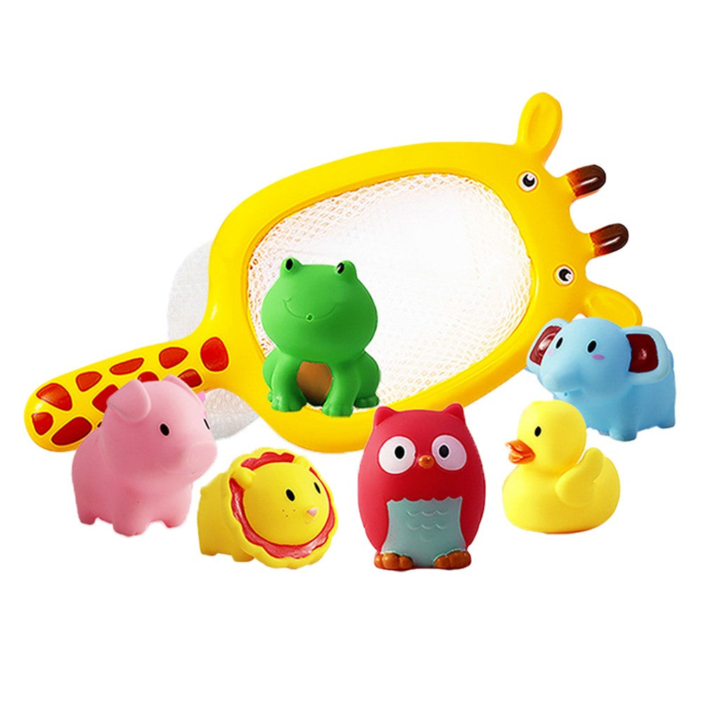 Baby Bath Toys Fishing Net and Floating Squirting Toys Set - Yellow Net Set