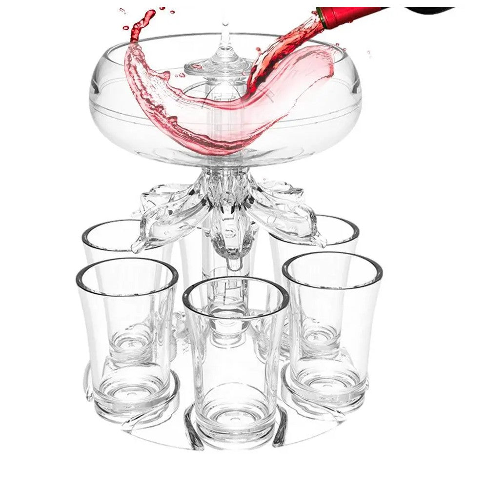 Drink Shot Dispenser with 6 Shot Glasses Set Drinking Game Tool Party Supplies