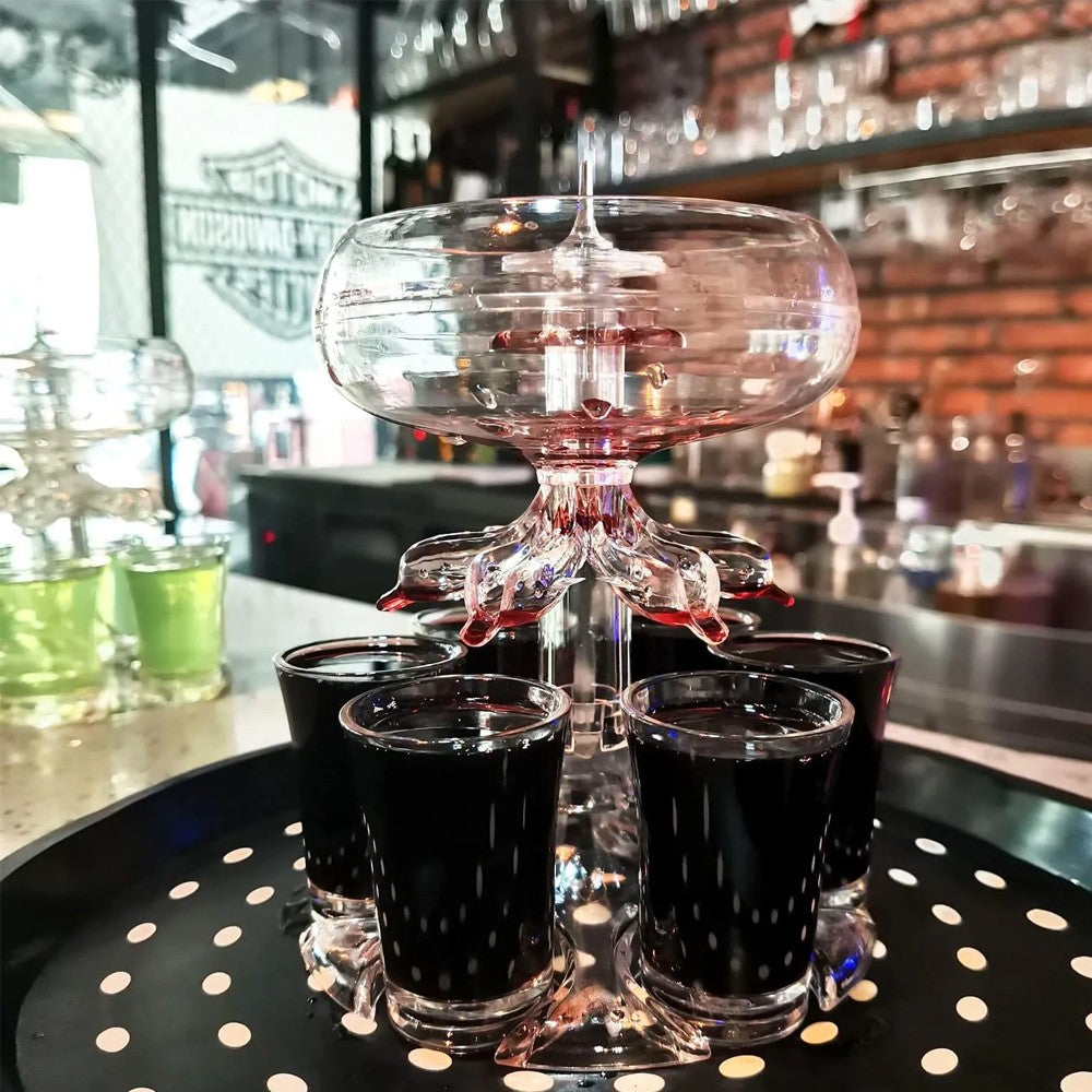 Drink Shot Dispenser with 6 Shot Glasses Set Drinking Game Tool Party Supplies