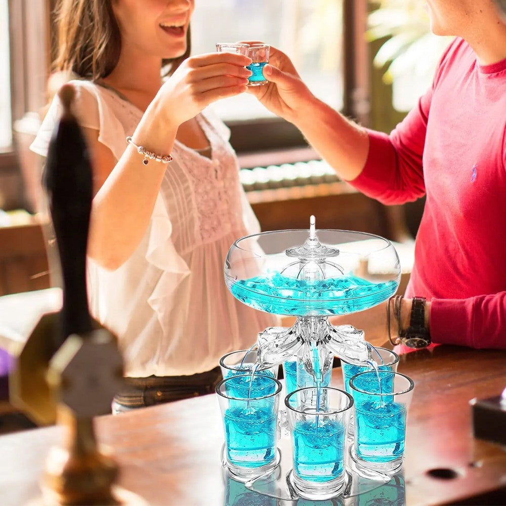 Drink Shot Dispenser with 6 Shot Glasses Set Drinking Game Tool Party Supplies