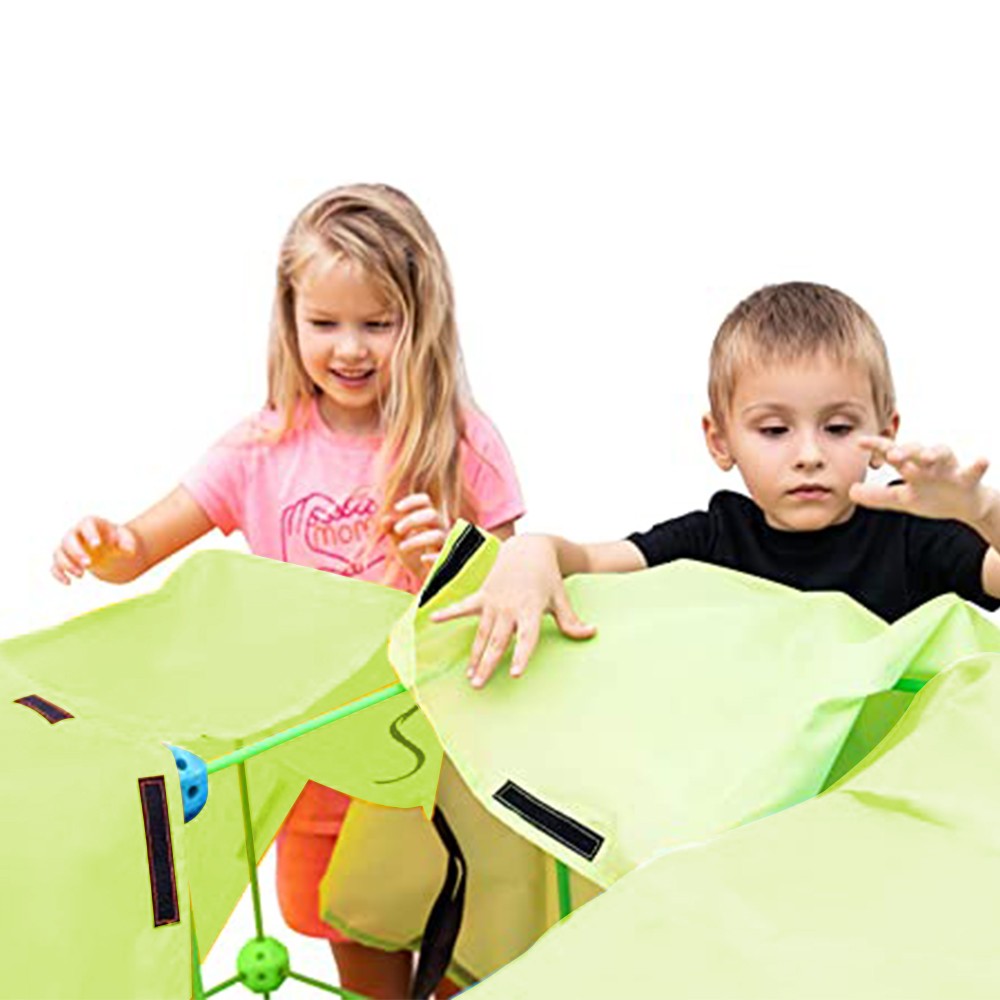 121Pcs DIY Kids Tent Fort Building Toy Kit with 1 Roll of White Cloth and 60 Clips