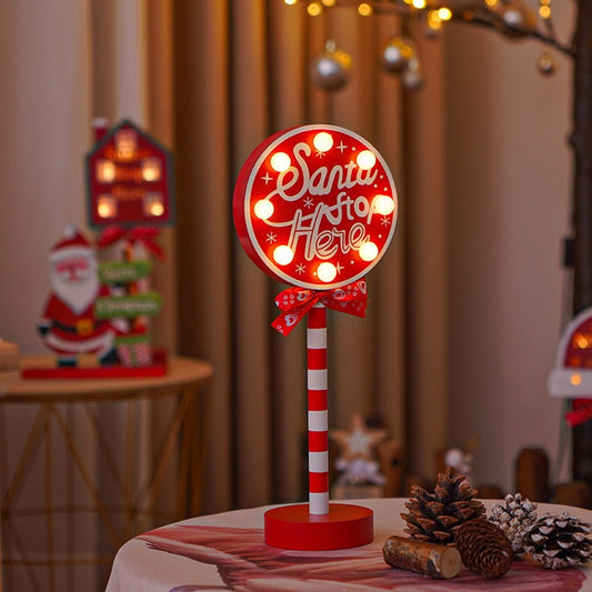 Christmas LED Road Sign Table Lamp - Circular