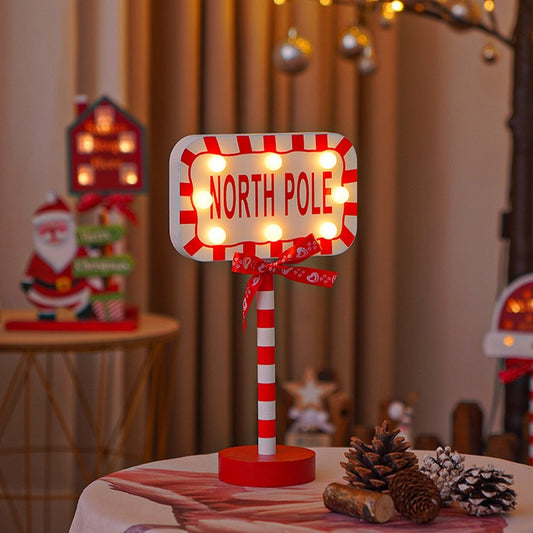 Christmas LED Road Sign Table Lamp - Rectangular