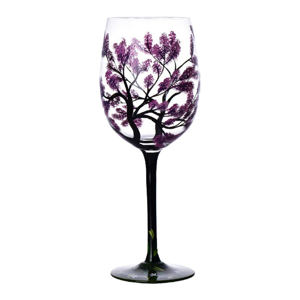 Hand-painting Four Seasons Tree Pattern Wine Glass Champagne Cup Goblet - Spring