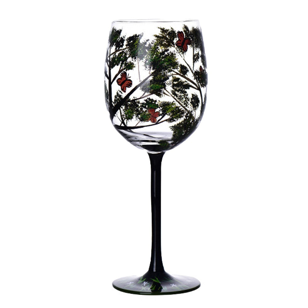 Hand-painting Four Seasons Tree Pattern Wine Glass Champagne Cup Goblet - Summer