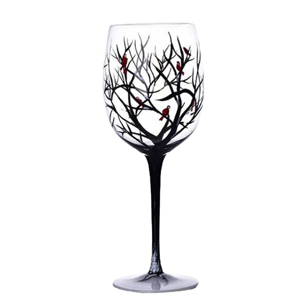 Hand-painting Four Seasons Tree Pattern Wine Glass Champagne Cup Goblet - Winter