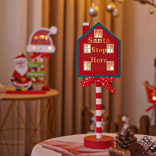 Christmas LED Road Sign Table Lamp - House Shaped