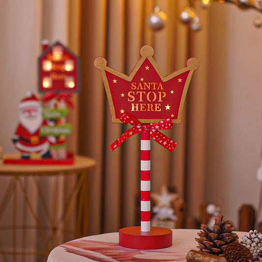 Christmas LED Road Sign Table Lamp - Crown Shaped